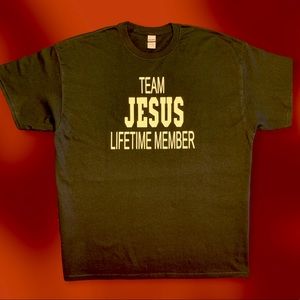 Unisex t-shirt. Black shirt w/ white letters.